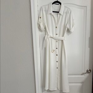Zara White Button-Down Dress